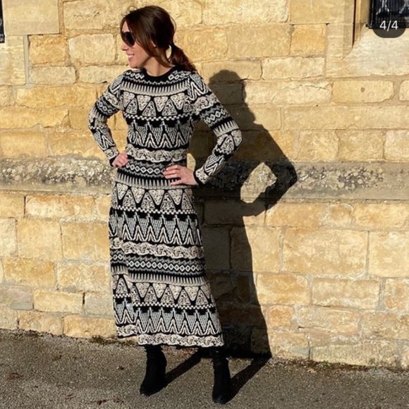 Zara Limited Edition Embroidered Dress Black/Ecru - Picture 1 of 12